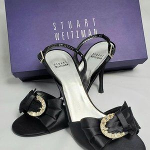 (NEW) "Stuart Weitzman Black Satin Sandals"!!!!